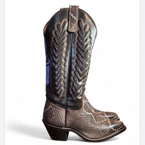 New Women’s Dark Brown Texas Brand Cowboy Boots Leather Style 4791 Size 5 M USA